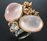 Серебряное кольцо с розовым кварцем Серебро 925