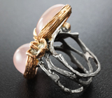 Серебряное кольцо с розовым кварцем Серебро 925