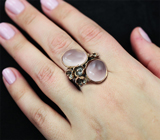 Серебряное кольцо с розовым кварцем Серебро 925