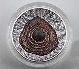 Серебряная арт-монета с застывшей лавой Серебро 925