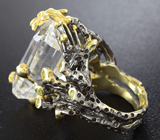 Серебряное кольцо с бесцветным кварцем и перидотами Серебро 925