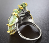 Серебряное кольцо с зелеными аметистами Серебро 925