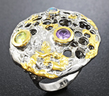 Серебряное кольцо с самоцветами Серебро 925