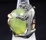 Серебряное кольцо с пренитом Серебро 925