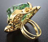 Золотое кольцо с уникальным зеленым аметистом 48,05 карат и бриллиантами  Золото