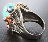Серебряное кольцо с хризопразом, цветным жемчугом и аметистами Серебро 925