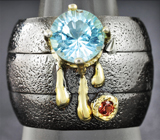 Серебряное кольцо с голубым топазом и сапфиром Серебро 925