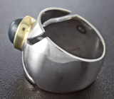 Оригинальное серебряное кольцо со звездчатым сапфиром Серебро 925