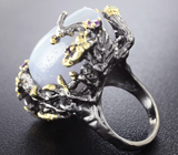Серебряное кольцо c агатом, аметистами и перидотами Серебро 925