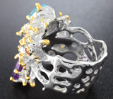 Серебряне кольцо с самоцветами Серебро 925