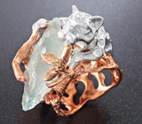 Серебряное кольцо с необработанным аквамарином Серебро 925