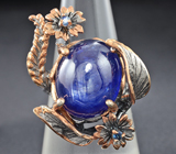 Серебряное кольцо с синими сапфирами Серебро 925