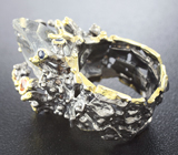 Серебряное кольцо с кристаллом бесцветного кварца и разноцветными сапфирами Серебро 925