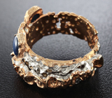 Серебряное кольцо cо звездчатыми и зеленым сапфирами Серебро 925