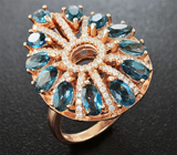 Эффектное серебряное кольцо с топазами Серебро 925