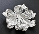 Роскошная крупная серебряная брошь-цветок Серебро 925