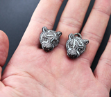 Оригинальные серебряные серьги «Тигры» Серебро 925