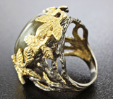 Серебряное кольцо с лабрадоритом и мозамбикскими гранатами Серебро 925