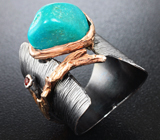 Серебряное кольцо с бирюзой и гранатом Серебро 925