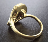 Золотое кольцо с топовым черным опалом 2,68 карат, цаворитами и разноцветными сапфирами Золото