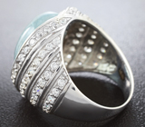 Стильное серебряное кольцо с аквамарином Серебро 925