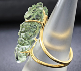 Золотое кольцо с резным зеленым аметистом 30,22 карат Золото
