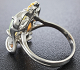 Серебряное кольцо с кристаллическим эфиопским опалом, цаворитами и родолитами Серебро 925