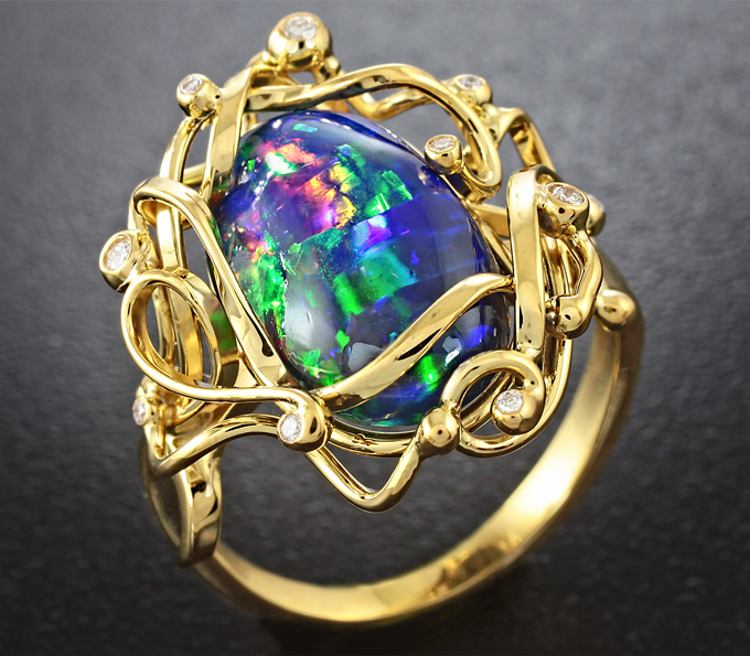 Кольцо С Черным Опалом Купить