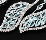 Роскошные серебряные серьги с голубыми топазами Серебро 925