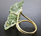 Золотое кольцо c резным зеленым аметистом 30,58 карат Золото