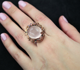 Серебряное кольцо с розовым кварцем, родолитами, аметистами и сапфирами Серебро 925