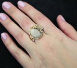 Серебряное кольцо с коралом и сапфирами Серебро 925
