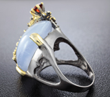 Серебряное кольцо с халцедоном и гранатами Серебро 925