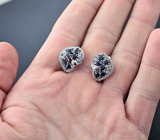 Чудесные серебряные серьги с насыщенно-синими сапфирами Серебро 925