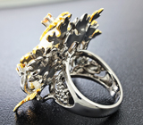 Серебряное кольцо с жемчугом и желтыми сапфирам Серебро 925