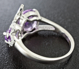 Прелестное серебряное кольцо с аметистами и цветной эмалью Серебро 925