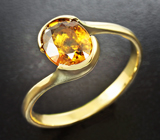 Золотое кольцо c золотистым сфеном высокой дисперсии 1,39 карат Золото