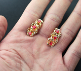 Золотые серьги с рубиновыми шпинелями 1,65 карат и бриллиантами Золото