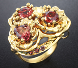 Золотое кольцо с гранатами со сменой цвета 5,67 карат Золото