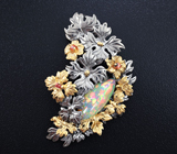 Серебряный кулон с кристаллическим эфиопским опалом и сапфирами Серебро 925