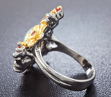 Серебряное кольцо с топовым эфиопским опалом и сапфирами Серебро 925