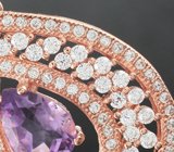 Эффектные крупные серебряные серьги с аметистами