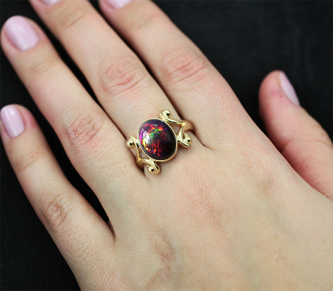 Кольцо С Черным Опалом Купить