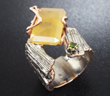 Серебряное кольцо с флюоритом и цаворитом Серебро 925