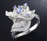 Чудесное серебряное кольцо с танзанитами Серебро 925