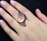 Серебряное кольцо с розовым кварцем и цитринами Серебро 925