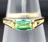 Золотое кольцо с великолепным неоново-зеленым турмалином 1,15 карат Золото