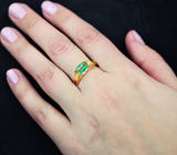Золотое кольцо с великолепным неоново-зеленым турмалином 1,15 карат Золото