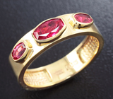 Золотое кольцо со землянично-красными шпинелями 1,01 карат Золото