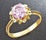 Золотое кольцо с розовым муассанитом 1,35 карат Золото